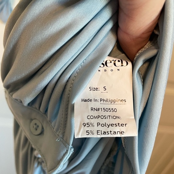 House of CB London Deana Powder Blue Jersey Asymmetric Mini Shirt Dress small - Picture 5 of 7